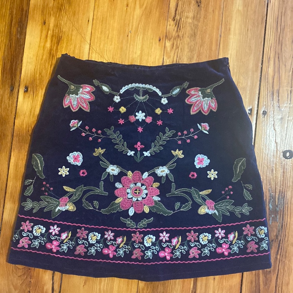 Corduroy Embroidered Skirt